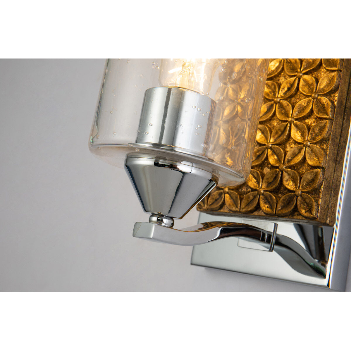 Arcadia 1 Light 5 inch PC Bath Light Wall Light in Polished Chrome with Gold